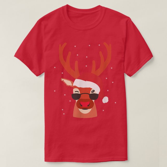 T-shirt Lunettes de soleil cool Reindeer Santa Claus Casqu (Design devant)