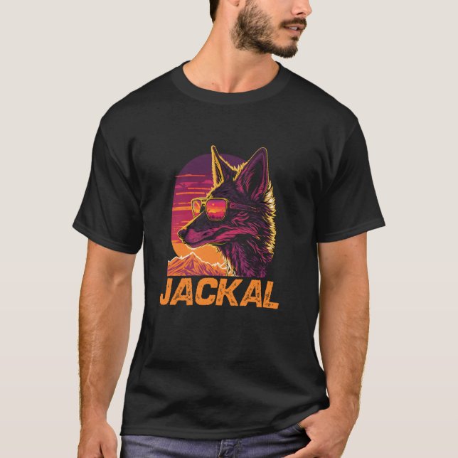 T-shirt Lunettes de soleil Cool Retro Sunset Jackal (Devant)