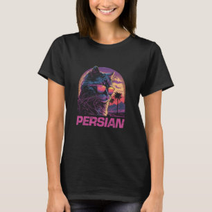 T-shirt Lunettes de soleil Cool Retro Sunset Persian Cat