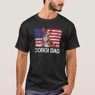 T-shirt Lunettes de soleil Corgi Papa Drapeau Américain Us