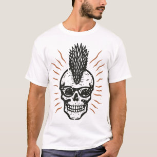 T-shirt Lunettes de soleil crâne Mohawk pointu Rock Punk B