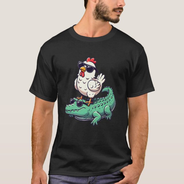 T-shirt Lunettes de soleil Crocodile de poulet (Devant)