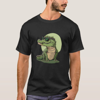 T-shirt Lunettes de soleil Crocodile Visage pour drôles An