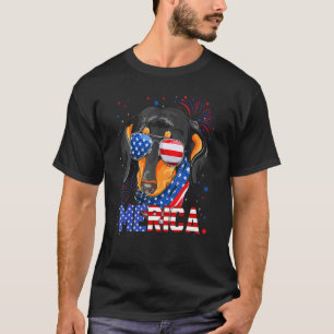 T-shirt Lunettes de soleil Dachshund Merica 4 juillet Amér