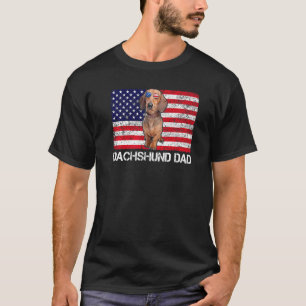 T-shirt Lunettes de soleil Dachshund Papa Drapeau Américai