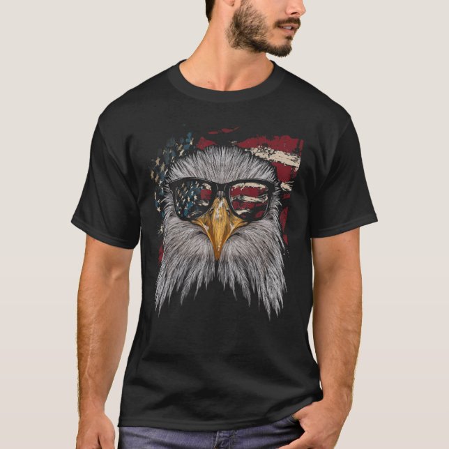 T-shirt Lunettes de soleil d'aigle patriotique 4 juillet P (Devant)