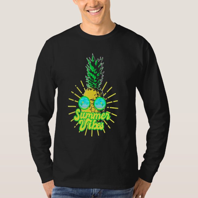 T-shirt Lunettes de soleil d'ananas Plages Vibes d'été haw (Devant)