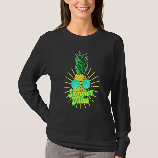 T-shirt Lunettes de soleil d'ananas Plages Vibes d'été haw (Devant)