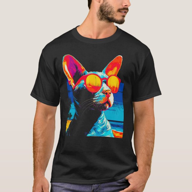 T-shirt Lunettes de soleil de chat Devon Rex (Devant)
