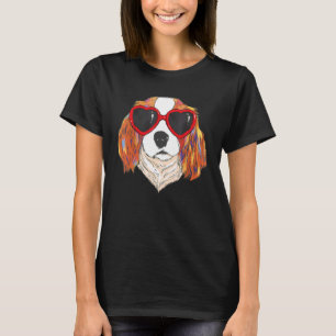 T-shirt Lunettes de soleil de coeur Aimer mignon chien Cav