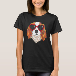 T-shirt Lunettes de soleil de coeur Aimer mignon chien Cav