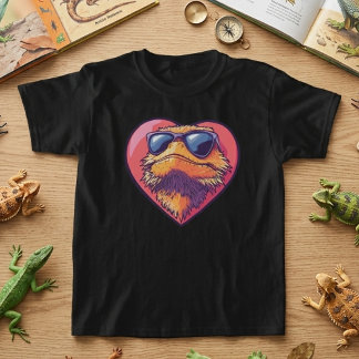 T-shirt Lunettes de soleil de dragon barbu Cool Cœur
