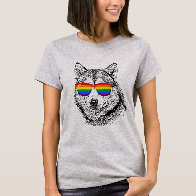 T-shirt Lunettes de soleil de fierté de loup (Devant)
