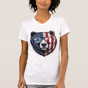 T-shirt Lunettes de soleil de l'ours patriotique Vintage V