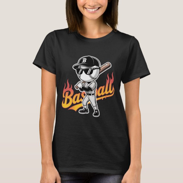 T-shirt Lunettes de soleil de mascotte de baseball cool te (Devant)