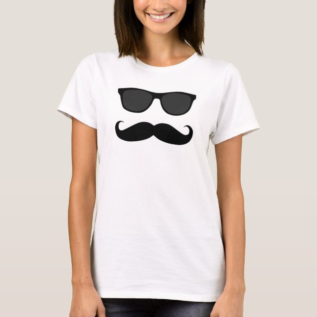 T-shirt Lunettes de soleil de moustache de hippie (Devant)