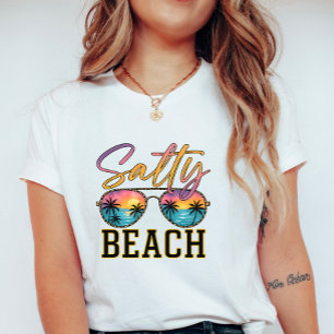 T-shirt Lunettes de soleil de plage salée ; Palmier rétro