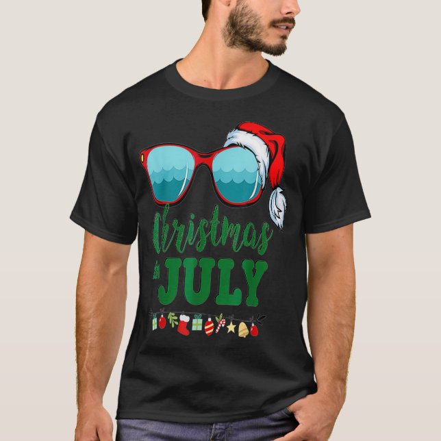 T-shirt Lunettes de soleil de Santa Hat Noël d'été en marq (Devant)