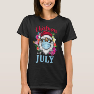 T-shirt Lunettes de soleil de Santa Hat Noël Été Juillet