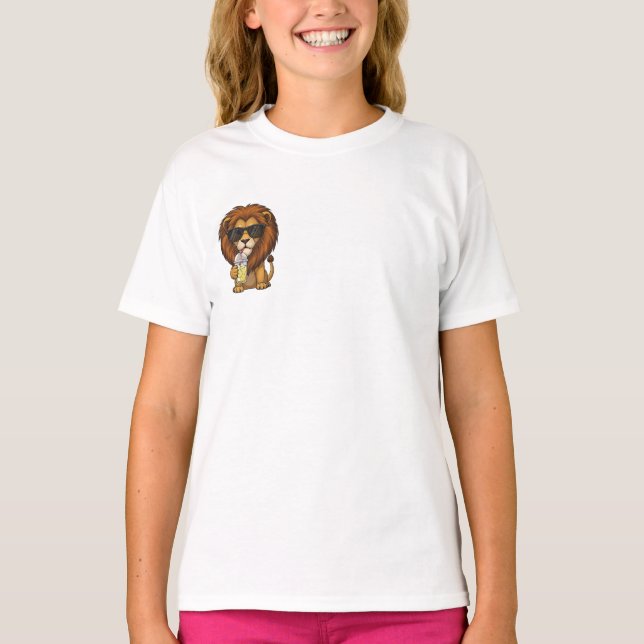 T-shirt Lunettes de soleil d'été cool Lion Enfants (Devant)