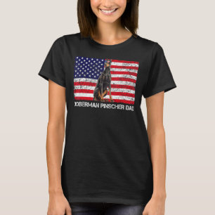 T-shirt Lunettes de soleil Doberman Pinscher Papa Drapeau