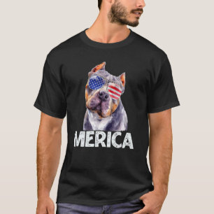 T-shirt Lunettes de soleil Drapeau Américain Pitbull Meric