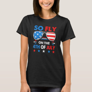 T-shirt Lunettes de soleil drapeau américain So Fly 4 juil