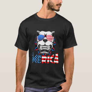 T-shirt Lunettes de soleil drapeau américain Trendy Pitbul