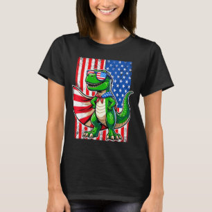 T-shirt Lunettes de soleil drapeau États-Unis Dinosaur T-R
