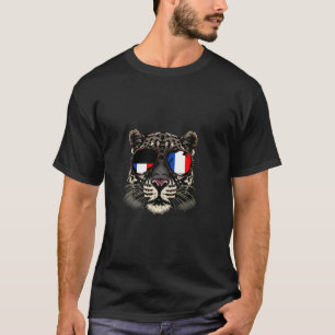 T-shirt Lunettes de soleil Drapeau France Léopard Racines