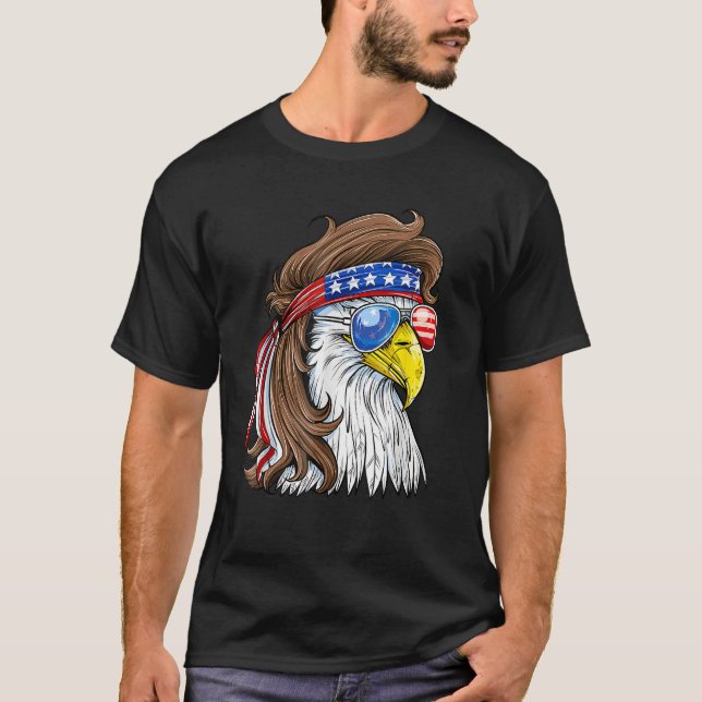 T-shirt Lunettes de soleil Eagle Mullet Drapeau Américain  (Devant)