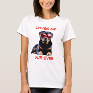 T-shirt Lunettes de soleil en forme de coeur Rottweiler