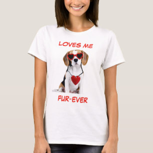 T-shirt Lunettes de soleil en forme de coeur rouge beagle