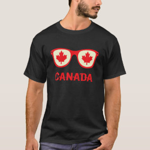 T-shirt Lunettes de soleil Feuille d'érable Drapeau canadi