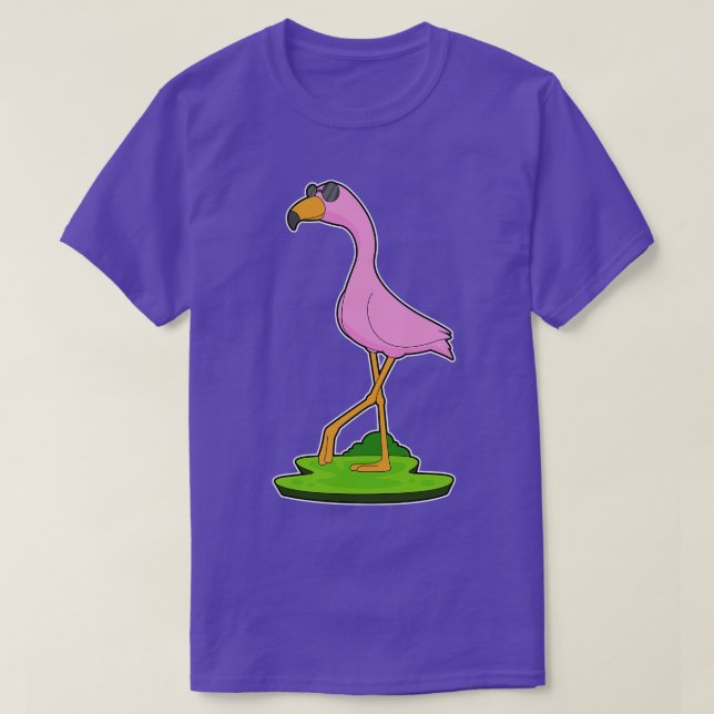 T-shirt Lunettes de soleil Flamant rose (Design devant)