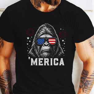 T-shirt Lunettes de soleil Funny Bigfoot Merica 4 juillet