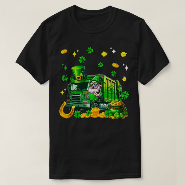 T-shirt Lunettes de soleil Gnome Conduite Garbage Truck Pa (Design devant)