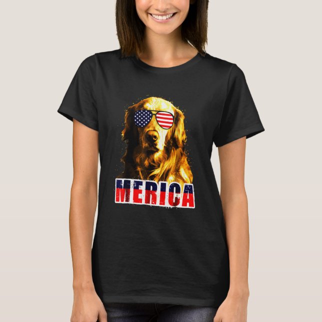 T-shirt Lunettes de soleil Golden Retriever (Devant)