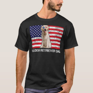 T-shirt Lunettes de soleil Golden Retriever Papa Drapeau A