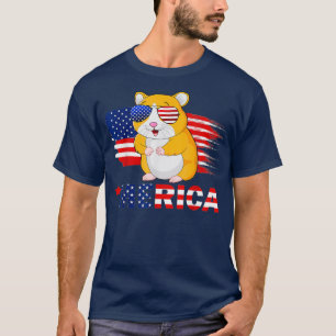 T-shirt Lunettes de soleil Hamster American Flag 4 juillet