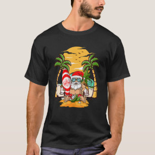 T-shirt Lunettes de soleil hawaïennes Santa Claus Vacances