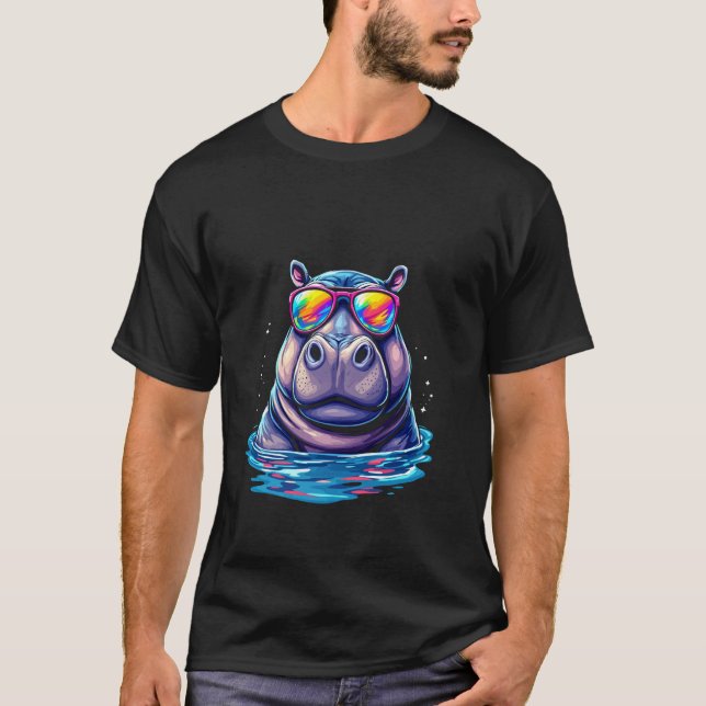 T-shirt Lunettes de soleil Hippopotame (Devant)