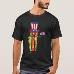 T-shirt Lunettes de soleil Hotdog Drapeau américain 4 juil