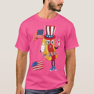 T-shirt Lunettes de soleil Hotdog Drapeau américain 4 juil