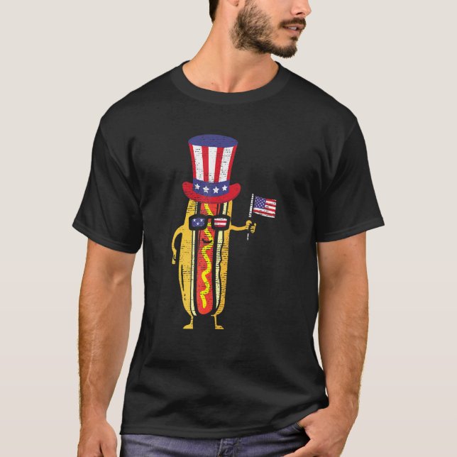 T-shirt Lunettes de soleil Hotdog Drapeau Américain Usa 4  (Devant)