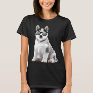 T-shirt Lunettes de soleil Husky Chiens Animaux