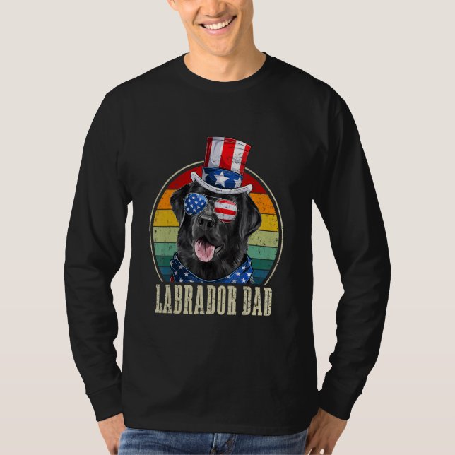T-shirt Lunettes de soleil Labrador Papa Retro 4 juillet P (Devant)