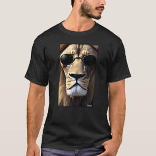 T-shirt Lunettes de soleil Lion Félin Animal sauvage Tête 