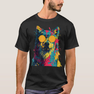 T-shirt Lunettes de soleil Loup Animal Faune Coloré Loup