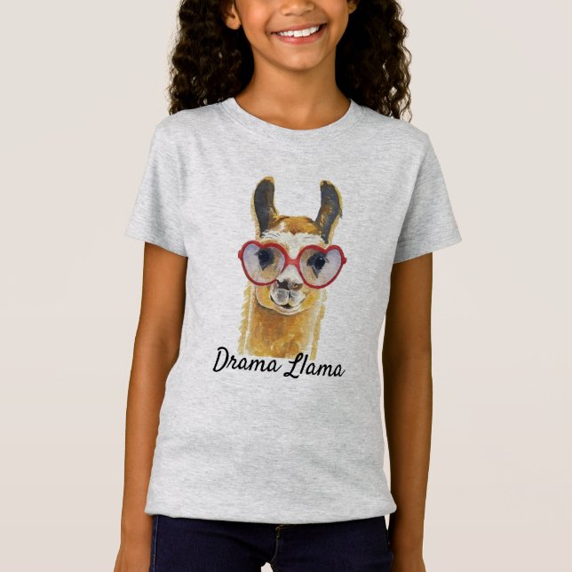 T-Shirt Lunettes de soleil Meme de coeur de lama de drame (Devant)